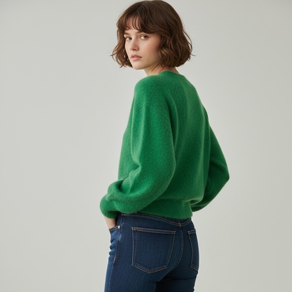 NWT DÔEN Marsena Alpaca and Wool Blend Sweater in Evergreen Size XXS - Picture 4 of 15